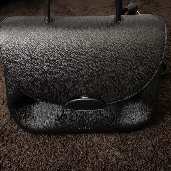 Polene Handbags - Polene Number One Bag - Monochrome Black - Textured Leather